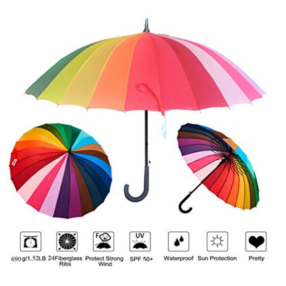 Variety To Go Rainbow Umbrella, Rainbow Umbrella Large, Compact, Windproof, Auto - Picture 9 of 10